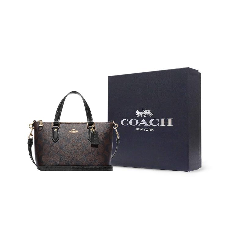 Coach Gallery Coated Canvas Handbag Mini Women's Tan (Unisex) Handbags CH468 IMAA8