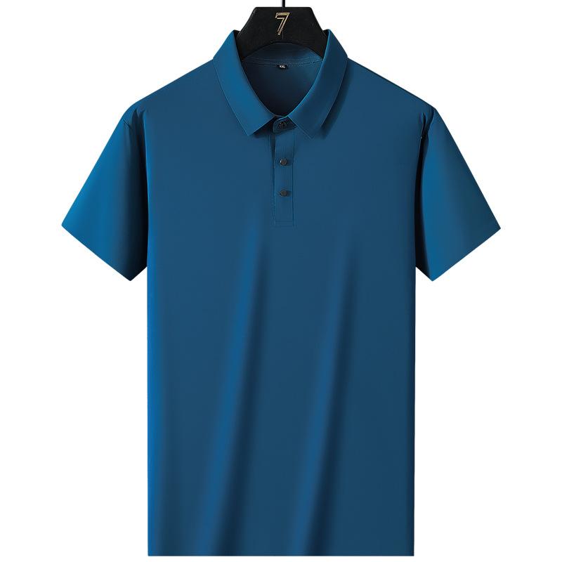 T-shirt 8XL ad asciugatura rapida Manica corta da uomo in seta ghiaccio senza cuciture Polo con risvolto Camicia casual
