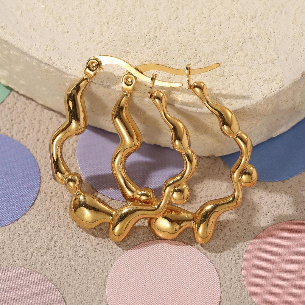 304 Stainless Steel Irregular Wave Ear Cuff for Women