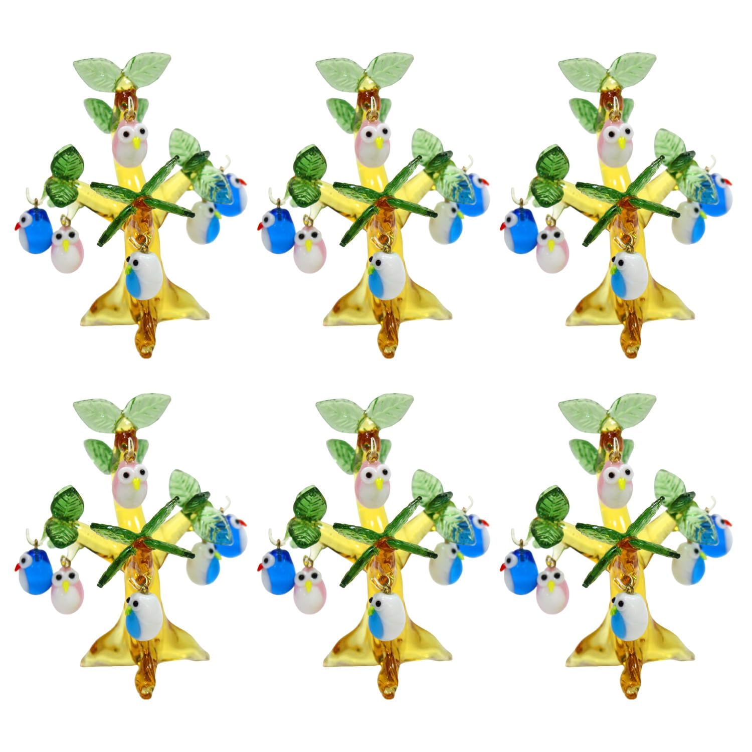 Fourcart Милая сова Ручная работа Стекло Маленькое дерево из (Набор 6)