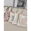 Pearl Light Niche Design Canvas Bag  Large-capacity Commuter Bag  Lace Hand-held Shoulder Bag for Girls