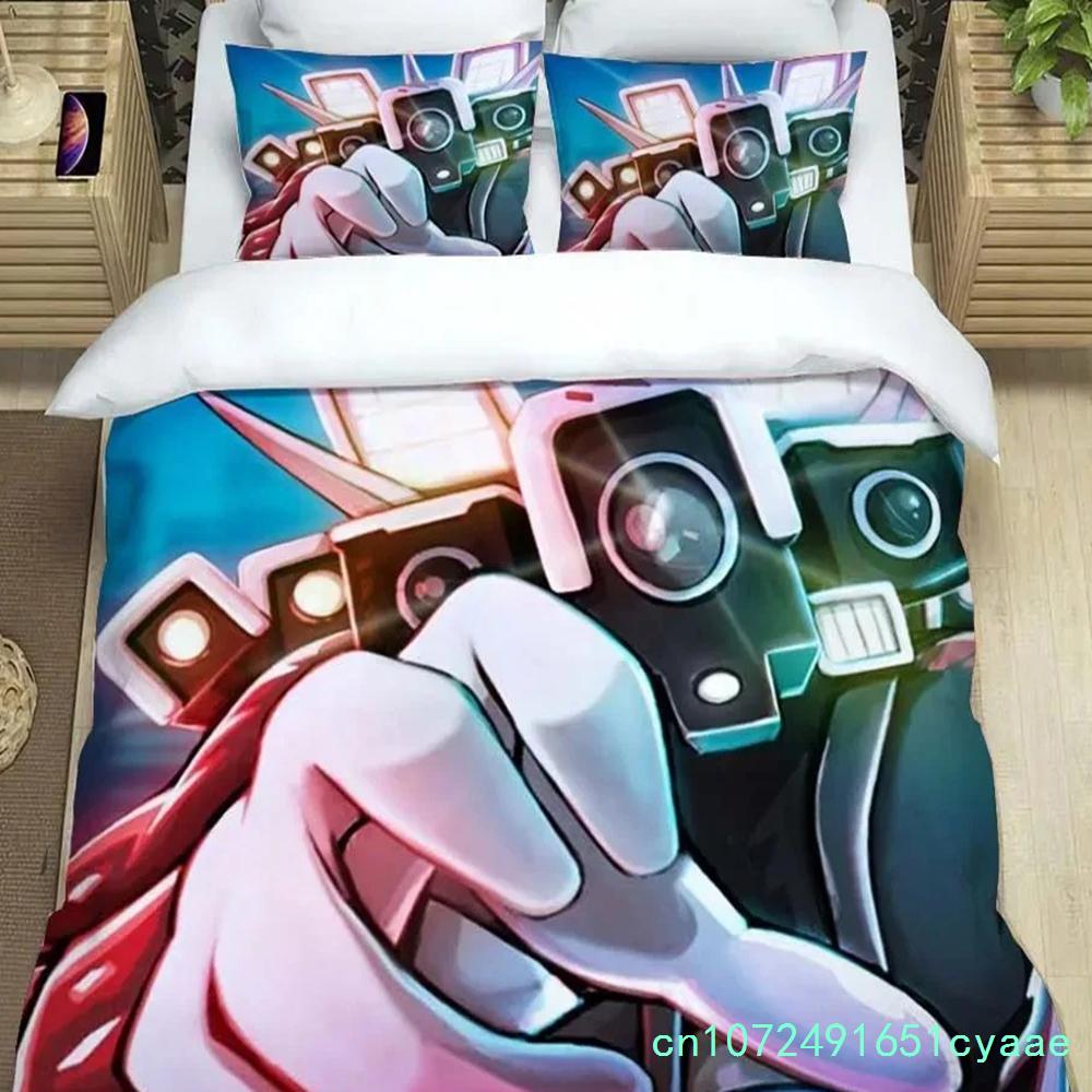 Cartoon Print Duvet Cover With pillowcase, Skibidi Toilet Duvet Cover Set Home Bedroom Bedding Set Adult Bedroom Boy Duvet Cover