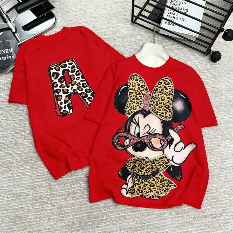 Disney Minnie Maus T-Shirt Damen Mann 2026 Sommer Kurzarm Tee Anime Print Streetwear Lässiges Oberteil Tägliches Tragen Y2k Kleidung