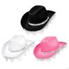 Rhinestes Tassels Cowboy Hat Jazz Cap Wide Cowgirl for Masquerade Fancy Dress Carnivals
