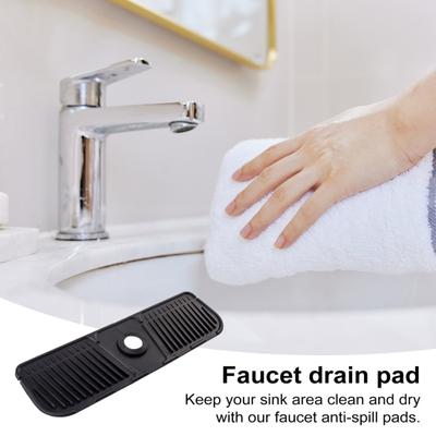 Silicone Faucet Mat Wrap Around Design Faucet Sink Splash Guard Dry Drying Pad for Kitchen Bathroom Counter Foldable Draining Tray Multipurpose
