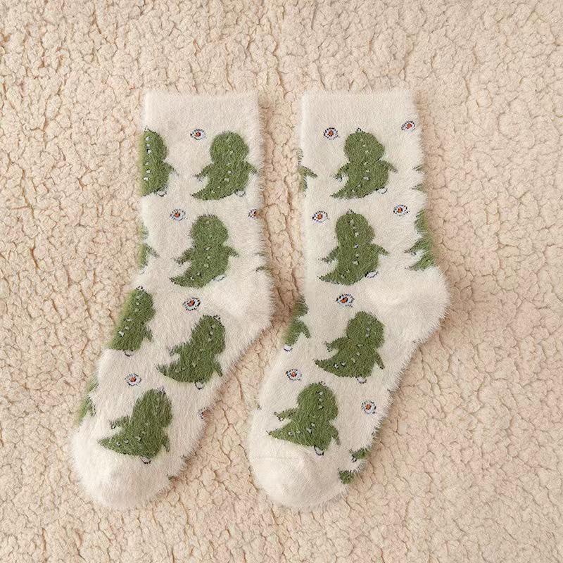 

Cute Cow Spots Print Socks Thickened Warm Mink Cashmere Socks Funny Cartoon Animals Socks Comfortable Warm Autumn Winter