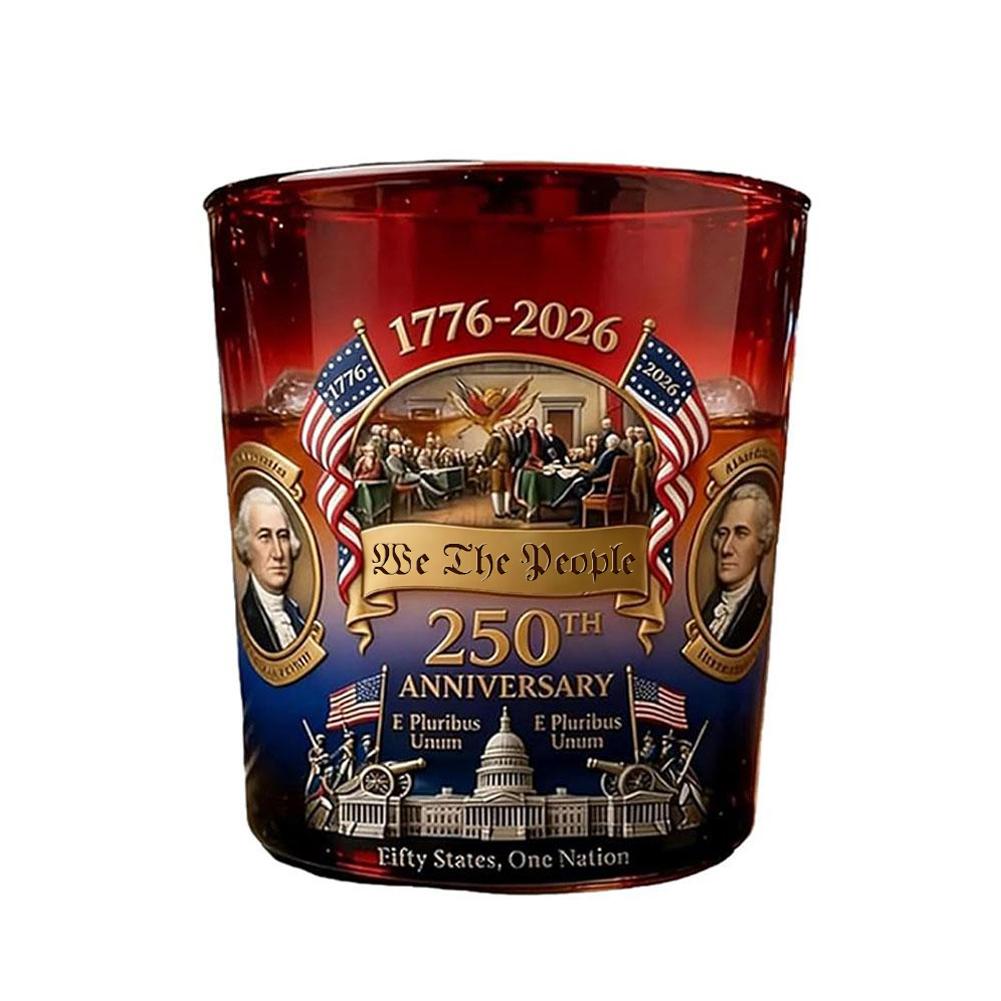 U.S. 250th Anniversary Commemorative Whiskey Bottle Decanter Collectible Rock Band Glass Bottle With 1776-2026  And  250th Decor