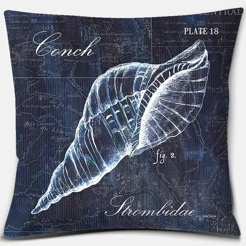Home Decor Sea Creatures Map-Inspired Pillow Covers Pattern Cushion Cover Suitable for Sofa Bedroom Car Pillow Cover