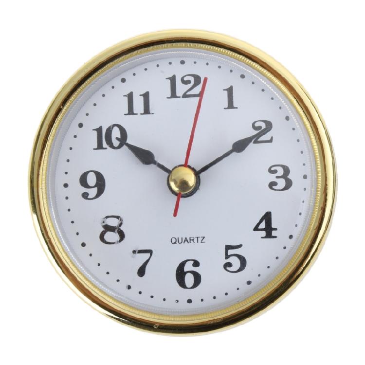 

Mini Clock Insert White Face Golden/Silver Tone Arabic Numerals Movement 65mm