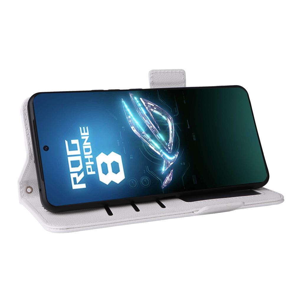 For Asus ROG Phone 8 5G/ROG Phone 8 Pro 5G Case with Wrist Strap Litchi Texture PU Leather Wallet Phone Cover