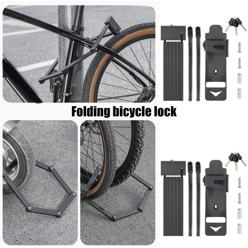 High Security Bicycles Lock Heavy Duty AntiTheft Cycling Lock with Key and Brackets Bike Security Folding Lock Enduring