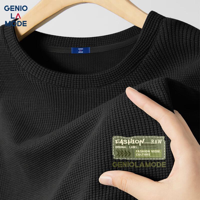 GENIOLAMODE Men s Waffle Knit Short Sleeve T-Shirt L