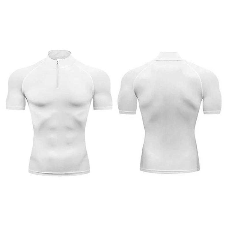 Muscleguys Running T-shirts Men Compression Shirt Gym Clothing Summer Fitness Short Sleeve Polo Shirt Quick Dry Bodybuilding Muscle Tee