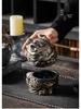 Zen Pagoda Ceramic Incense Burner - Aromatherapy Ornament for Office or Home, Black Pottery Holder for Sandalwood Incense.
