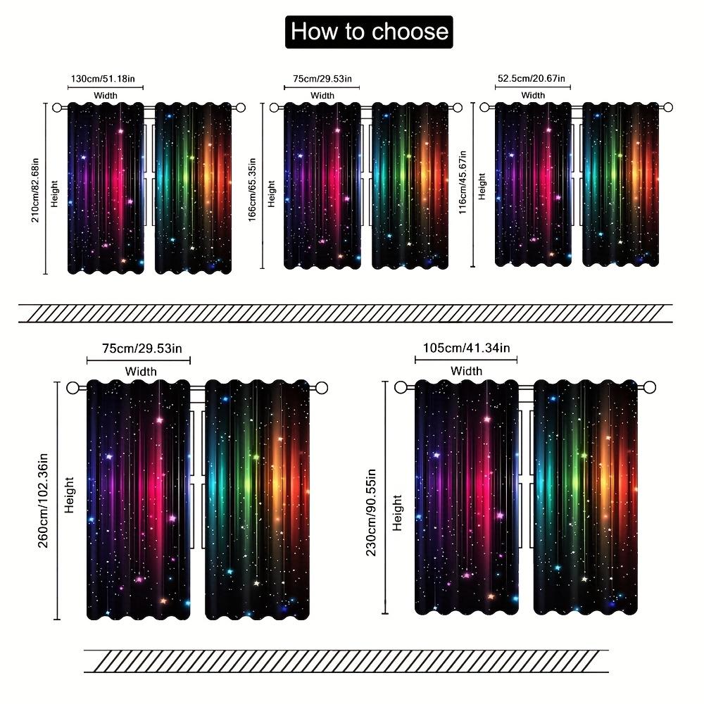 2pcs Magic Rainbow Galaxy Curtains Polyester Light Filtering Drapes for Kids Bedroom Playroom Shining Star Pattern Home Decor