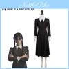 The Addams Family Wednesday Cosplay Costume Black Dress Halloween Party
