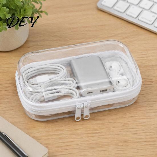 Portable Jewelry Case for Trip Clear Zipper Storage Bag, Durable Hard Shell Case, Pill Box Travel Dustproof Container, Headphones Pills And