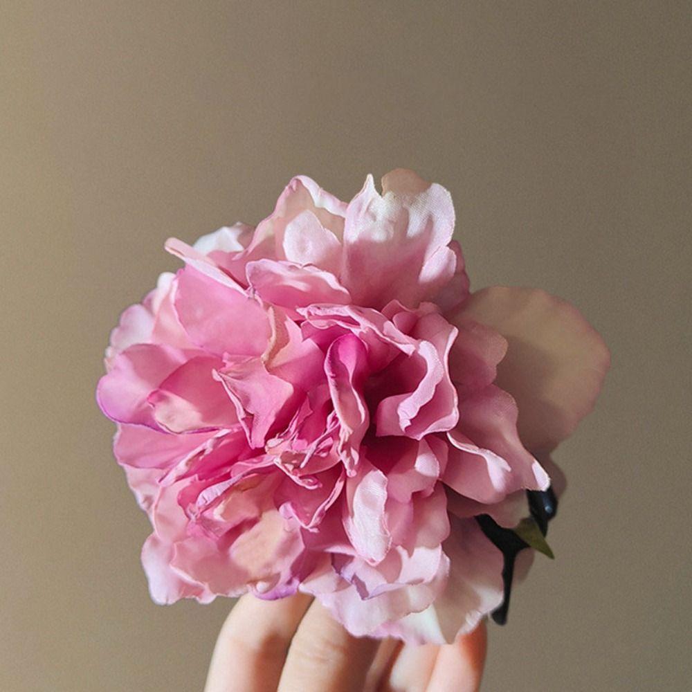 Cloth Peony Flower Hair Claw Hairpin Large Shark Clip Creative Artificial Flower Claw Clip  Girl