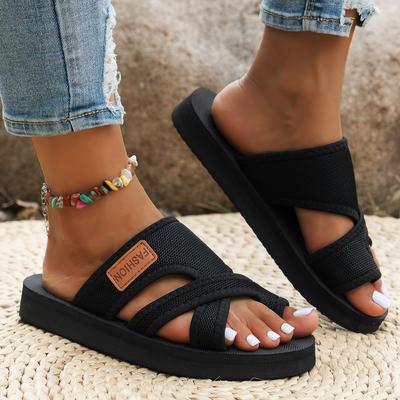 Breathable Mesh Slide Sandals for Women Comfy Flat Summer Shoes with Stylish Loop Toe Lightweight Footwear for Casual Outdoor Wear Beach Slippers