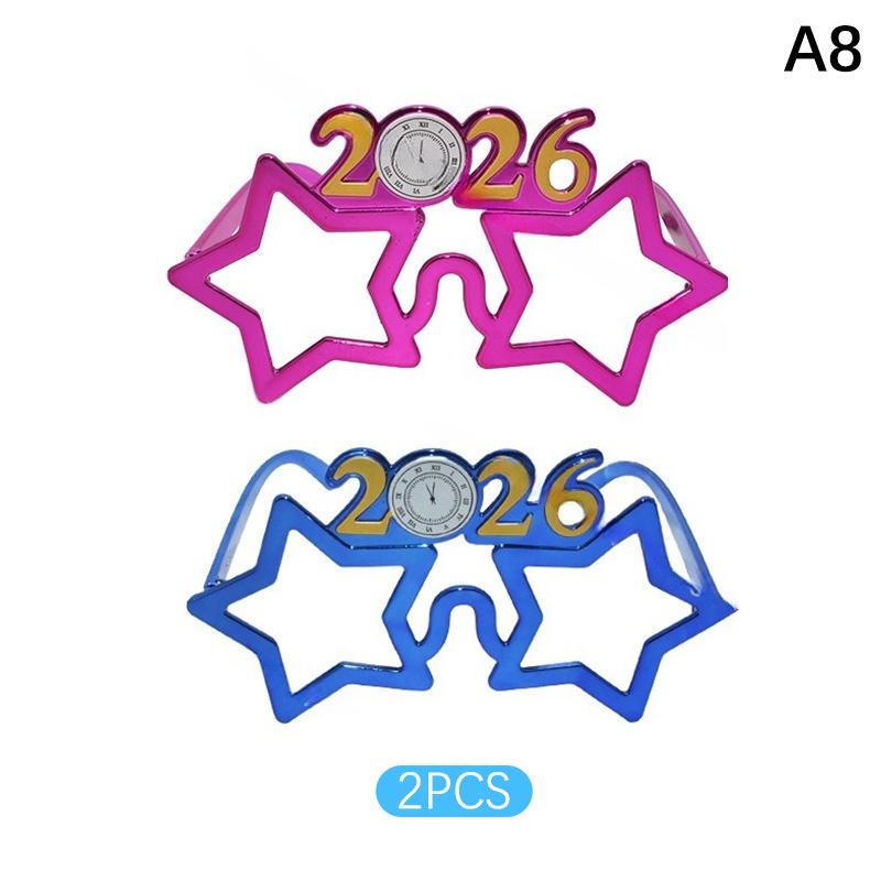 2026 Number Eyeglasses Happy Year Glasses Diamond Glitter Sunglasses Cosplay Prop Xmas Party Decoration Funny Glasses