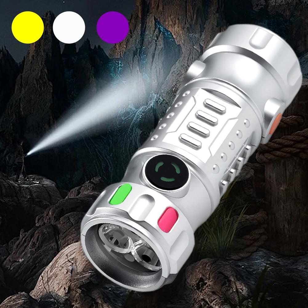 Multi-functional Mini Keychain Flashlight LED Rechargeable Torch Portable USB Charging Camping Flashlight 3 Colors