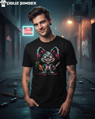 Bunny T-Shirt |  with Knife and Carrot | Dark Humor Tee