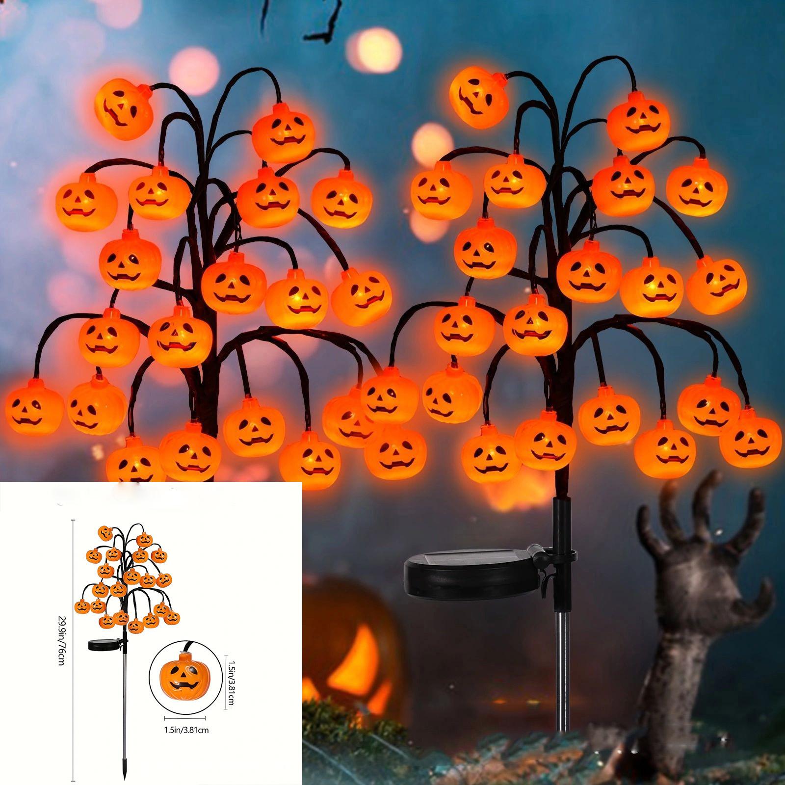 

Solar Pumpkin Branch Lights - Waterproof Outdoor Halloween And Garden Decor With Warm LED Light One Size