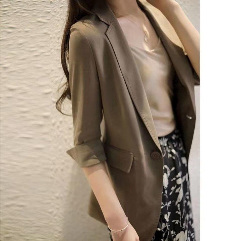 

Блейзер женский элитный весна-лето новый топ на одну пуговицу дизайн нишевый костюм XXL