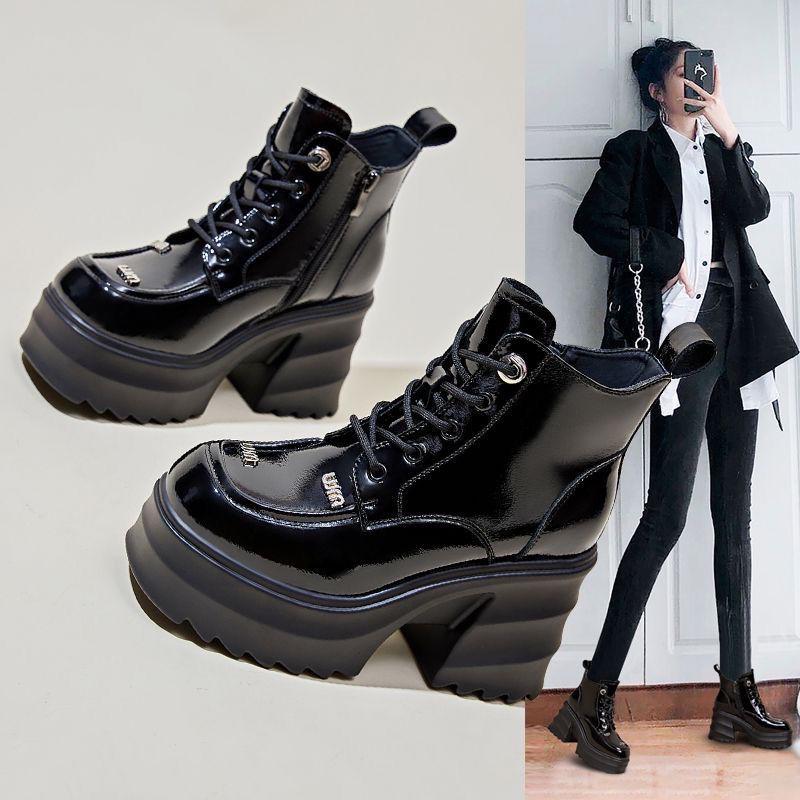 National Ankle Boots: Velvet & Suede Embroidered, Genuine Leather, Height-Boosting, Retro Martin Style for Autumn/Winter.