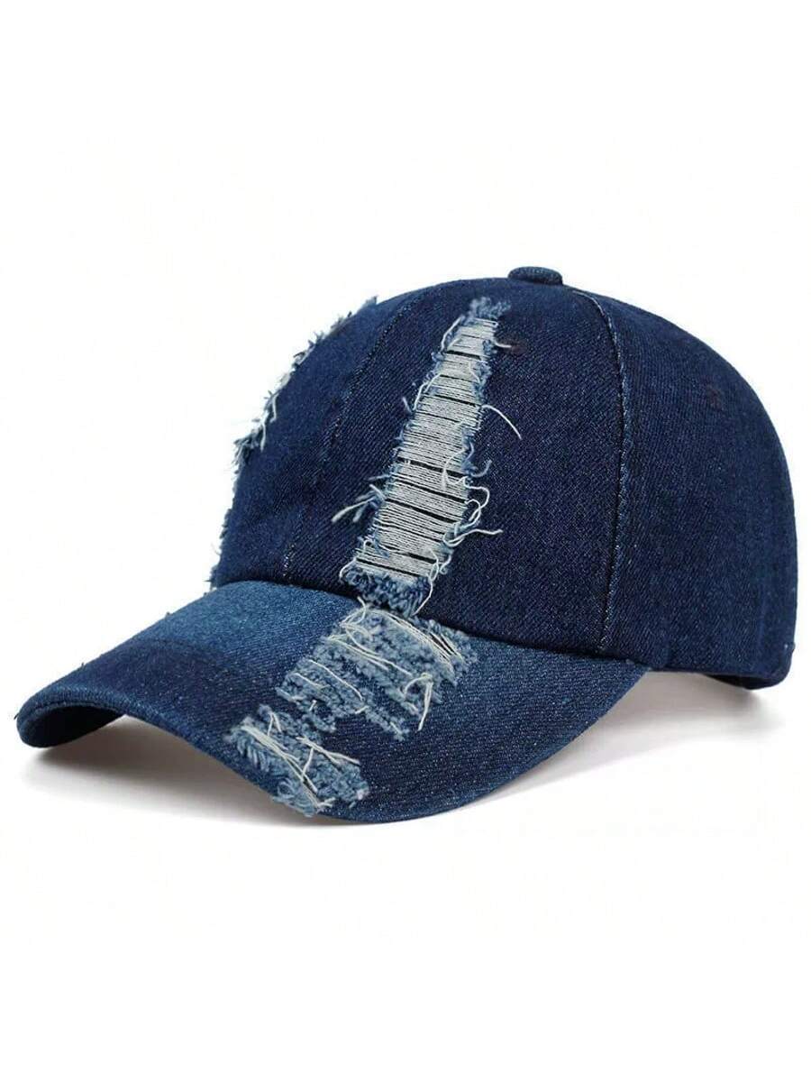 Ripped Denim Baseball Cap For Men And Women Casual Outdoor Sun Hat