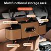 3-in-1 Car Backseat Organizer Multifunctional Back Seat Storage Box with 2 Cup Holders Tissue Box And Hooks for Holding Phones Snacks Drinks Handbags