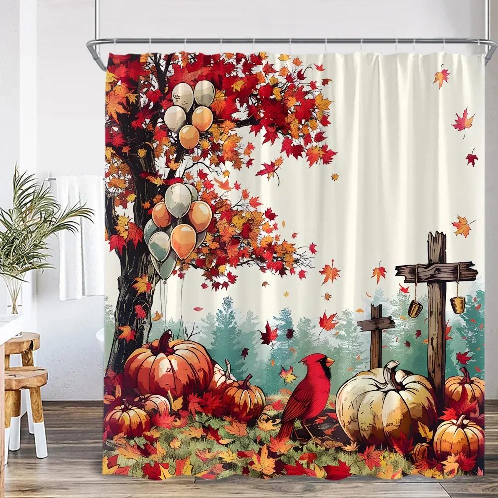 

Мультяшная шторка для душа шотландский скот сезон сбора урожая тыква подсолнух фермерский дом украшение для ванной комнаты с крючком шторка для душа 90x180cm-35x70in