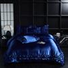 Luxury Satin Double-Layered Ruffles Duvet Cover Set Queen Soft Silky Blanket Cover And Pillowcases Skin-Friendly Quilt Cover