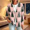 Women's Fashion Casual Button Front Christmas Print Coat