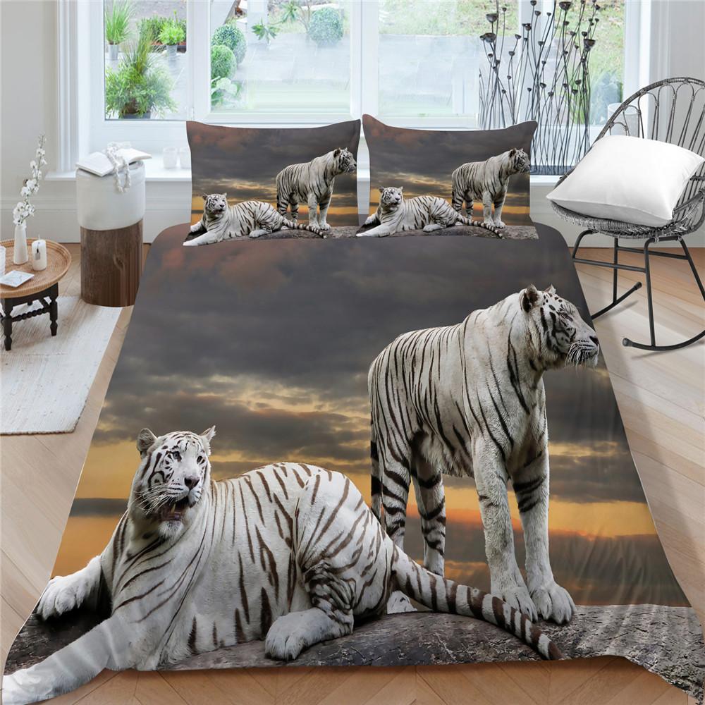 Home Bettwäsche King Queen Size Bettbezug-Set 3D-Tiger-bedrucktes Bettwäsche-Set