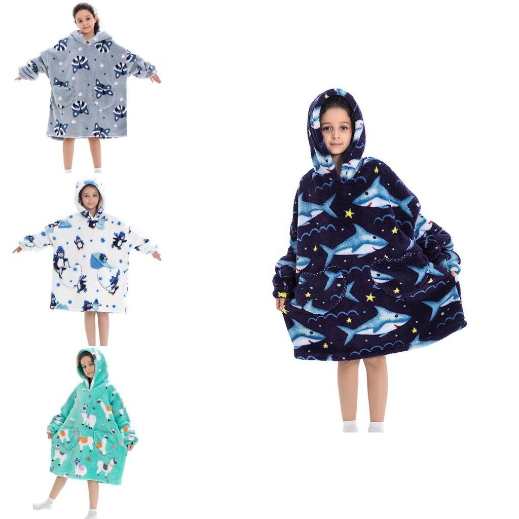Délicieuse Grande Couverture Sweat à Porter Pour Enfants Tissu Doux Chaud Confortable Avec des Illustrations Amusantes