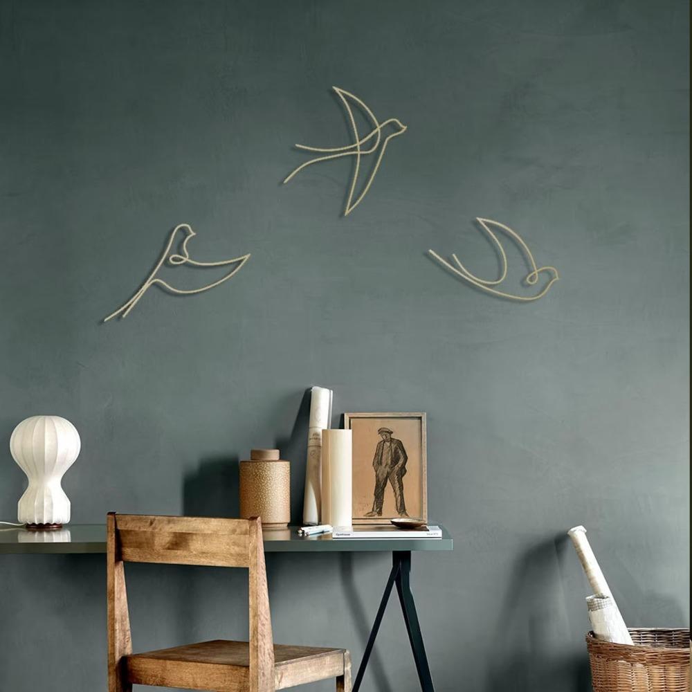 

3-Piece Metal Wall Art Set with Birds, Wrought Iron Decor for Living Room, Rustic Farmhouse Wall Sculpture, Valentine s Day Gift for Her золотистый