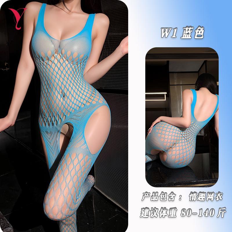 Sexy Mesh Hollow Out Open Crotch One Piece Lingerie For Women
