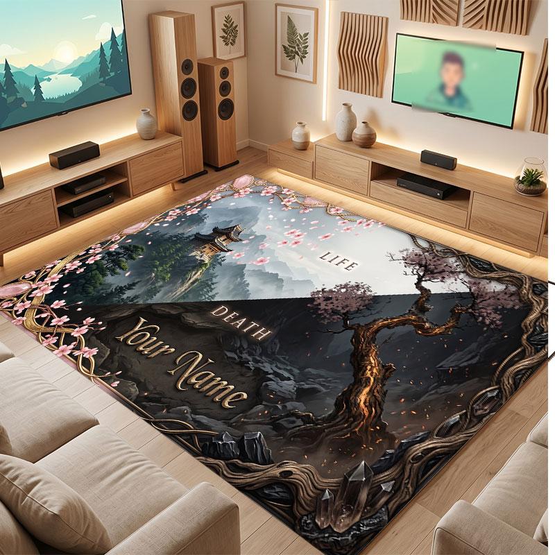 Abstract Personalized Theme Crystal Velvet Floor Rug Personalized Custom Name Text Warm Carpet Home Decoration