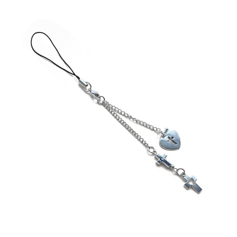 

Lovely Pentagram Star Cross Phone Charm Straps Car Keys Hanging Pendants Bag Decoration Lanyard Women Purse Accessories