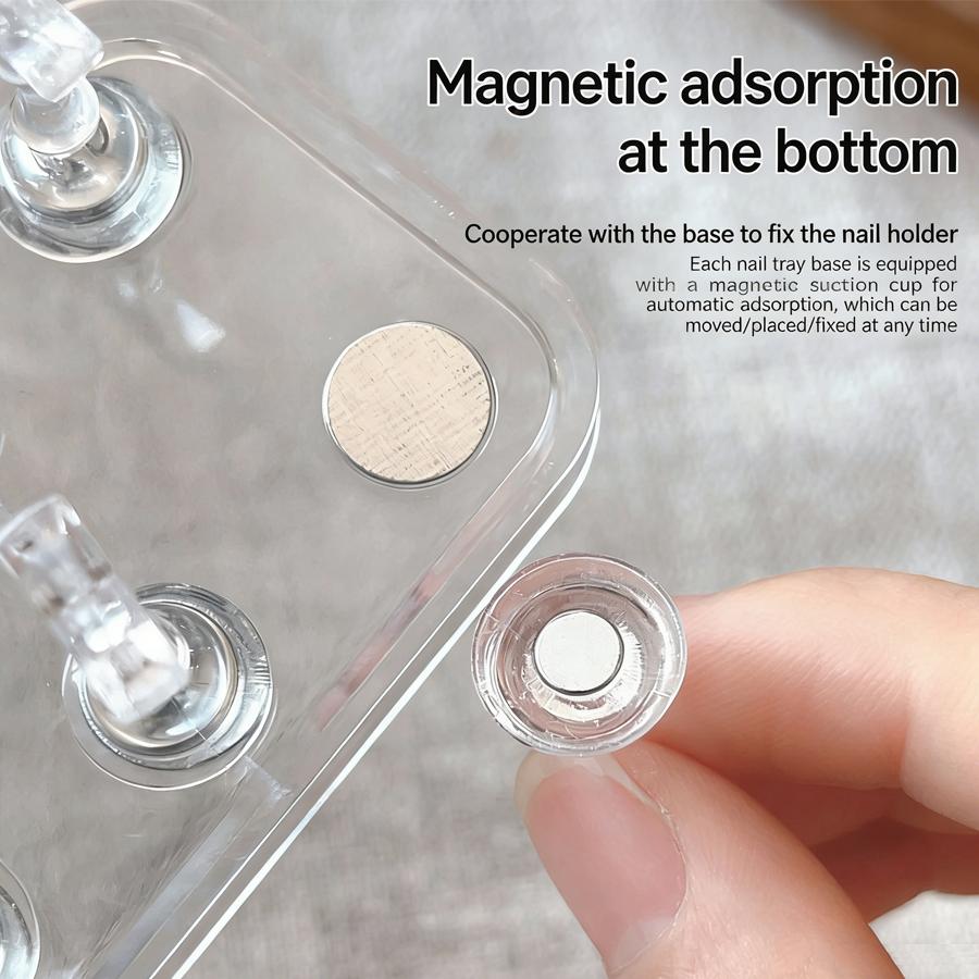 10Pcs Plastic Nail Tips Holder Nail Stand Chess Shaped DIY Magnetic Training Practice Display Manicure Tool