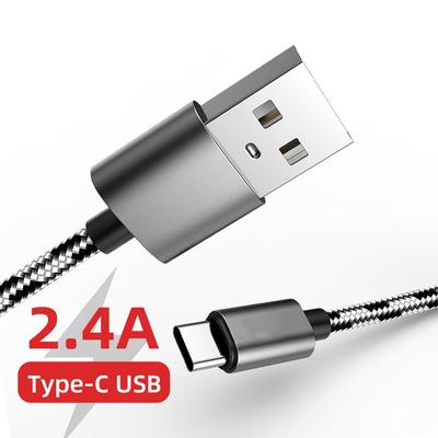 2.4A Type-C Charging Cable Fast Charger Nylon Data Wire Phone Cable for Samsung Huawei Xiaomi