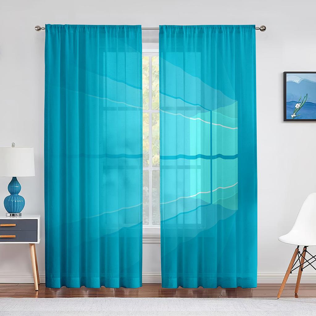 Cartoon Rocket Galaxy Moon Tulle Voile Curtains Out Space Window Sheer Curtain for Kids Boys Bedroom Living Room Organza Drapes