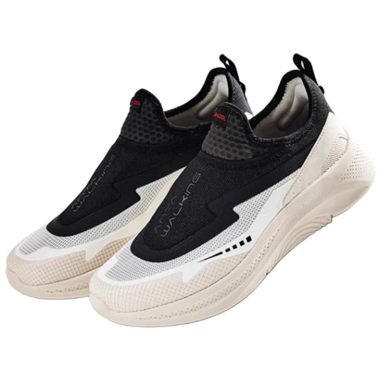 New Anta Cushioning Anti Slip And Wear Resistant Low Top Casual Shoes Men's Black White 912427702-2