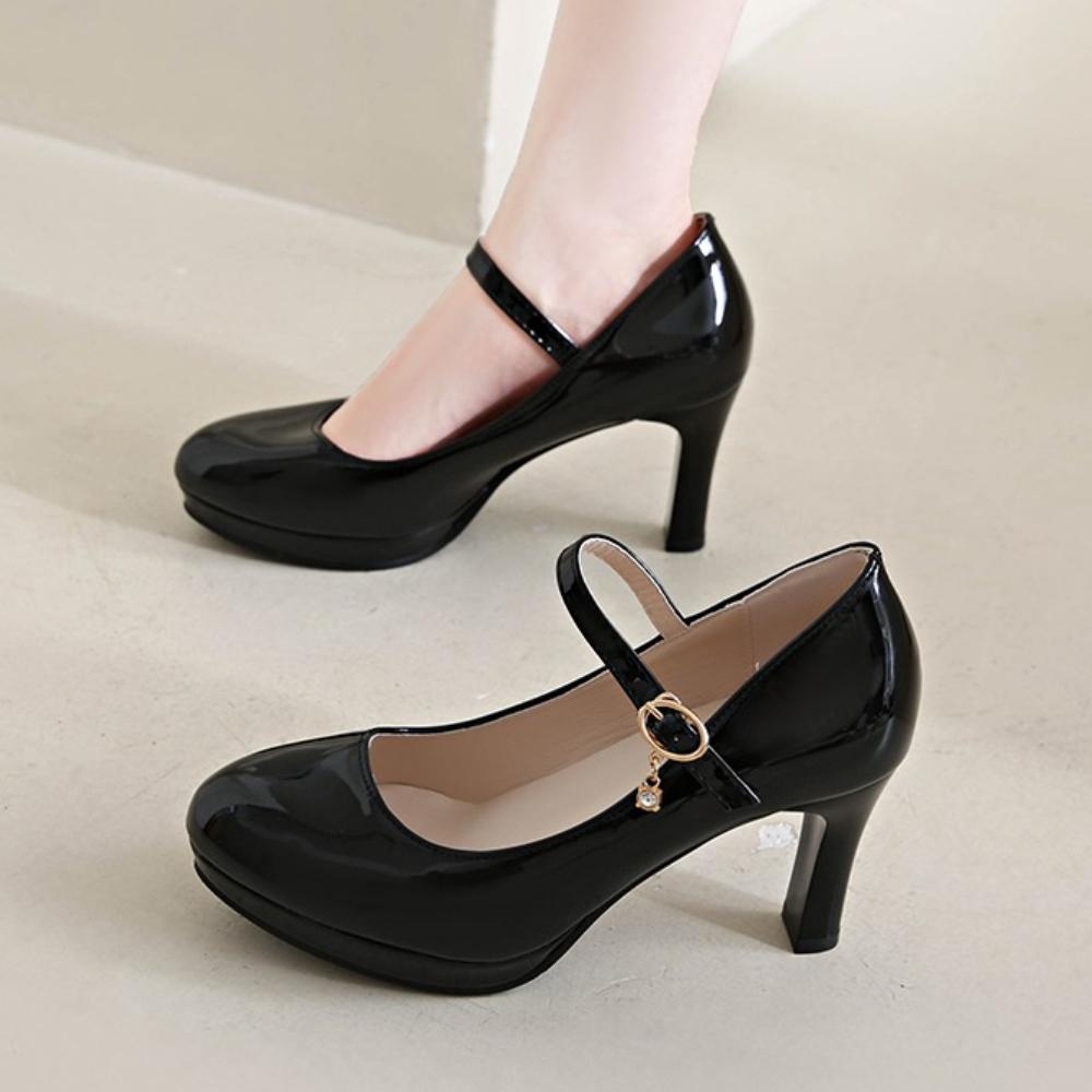 Fashion 2025 Women's Black High Heels Spring Casual Shoes Women's High Heels Solid Color Wedge Shoes Plus Size High Heels Size 34-42