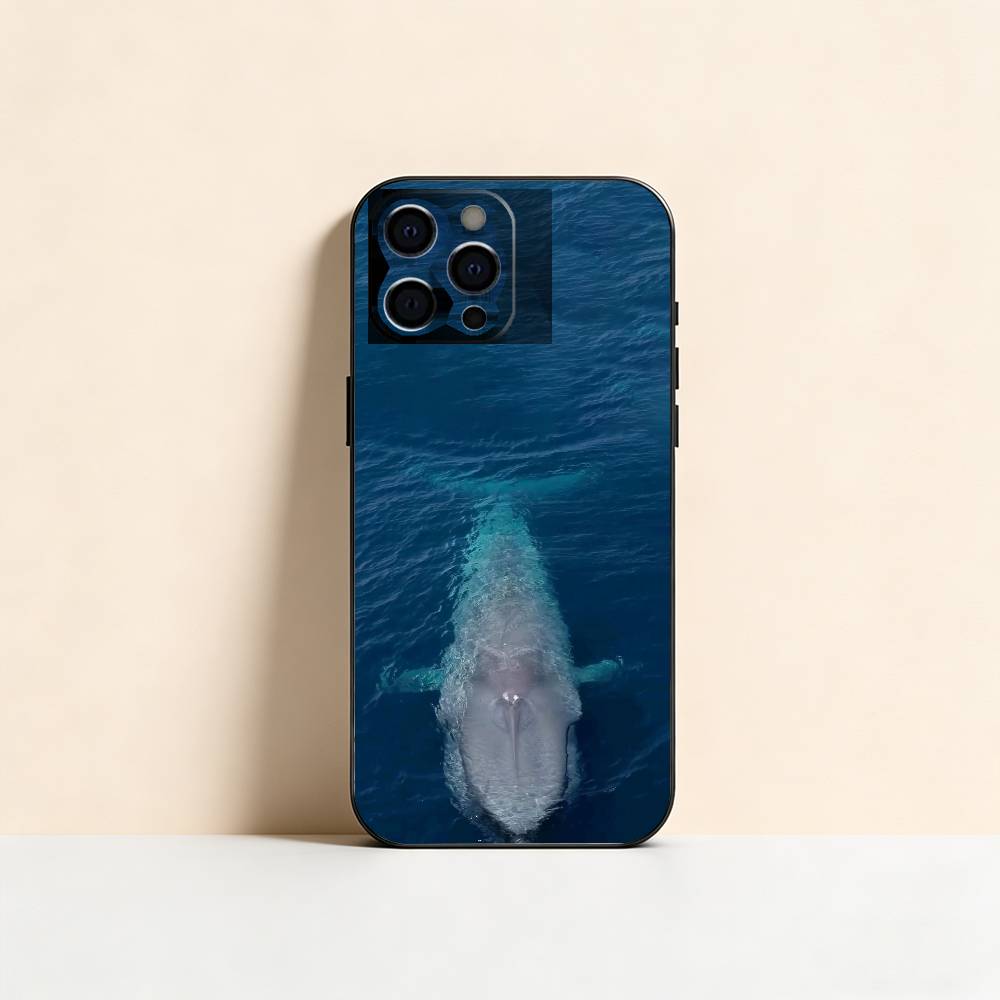 Ocean Blue Whale Phone Case For iPhone 17,16,15,14,13,12,11 Plus,Pro Max,XS,Soft Silicone Black Cover