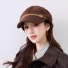 Autumn and Winter New Retro Corduroy Octagonal Hat Women's Versatile Face Cap Fashion Thermal Hat