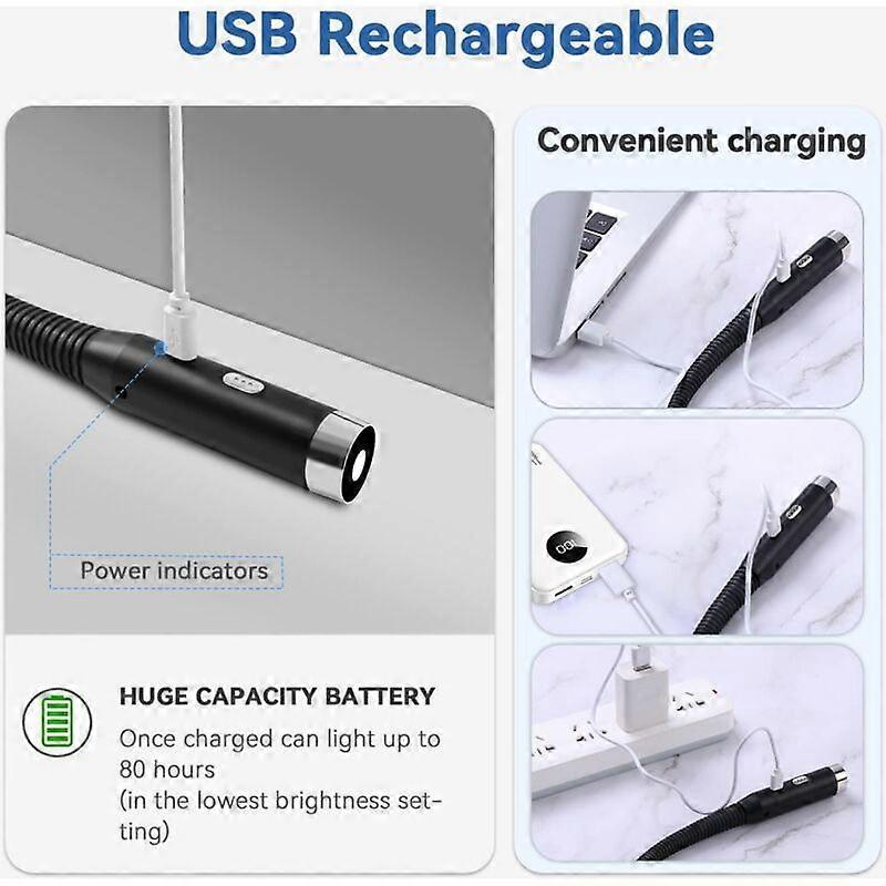 Neck Reading Light-Rechargeable Reading Lamp3 Adjustable Brightness Levels-360Foldable-USB LED Reading Light for Travel