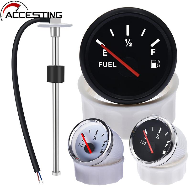 52MM Fuel Level Gauge 0-190 Ohm Oil Tank Level Indicator With Fuel Level Sensor 200MM 300MM 350MM For Boat Car RV Camper 9-12V