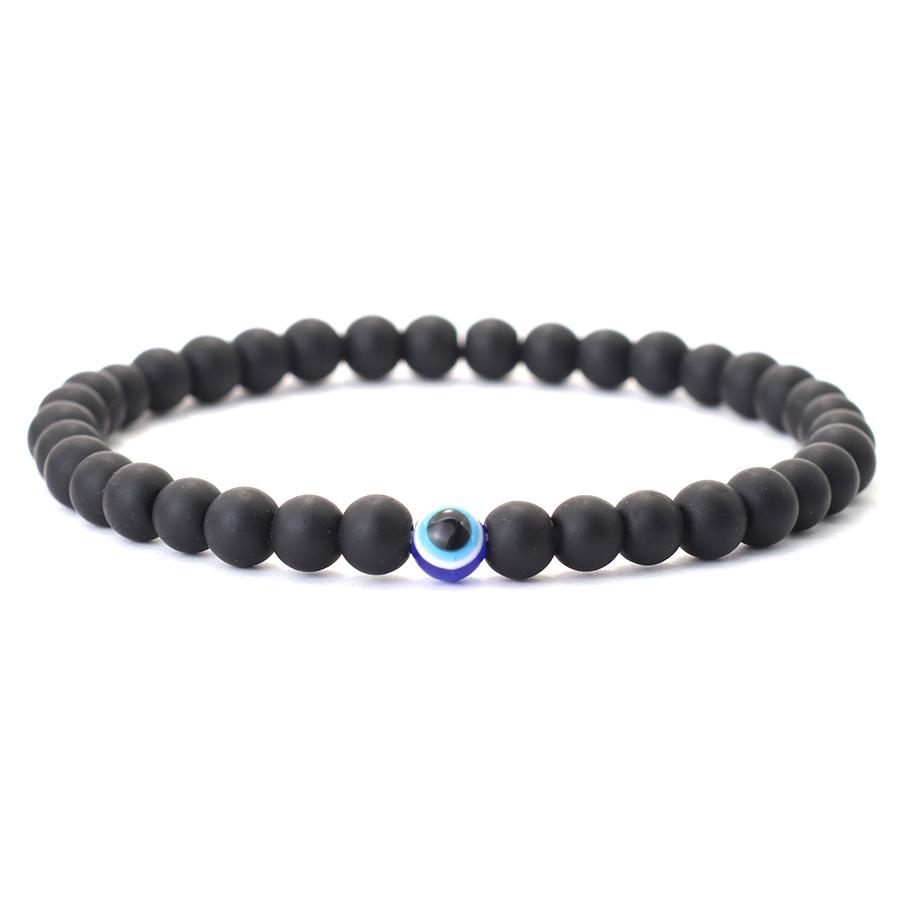 

Noter Turkey Evil Eyes Bracelet Unisex Minimalist 6mm Natural White Howlite Lapis Lazuli Onyx Beaded Braclet Accessories Joias оникс